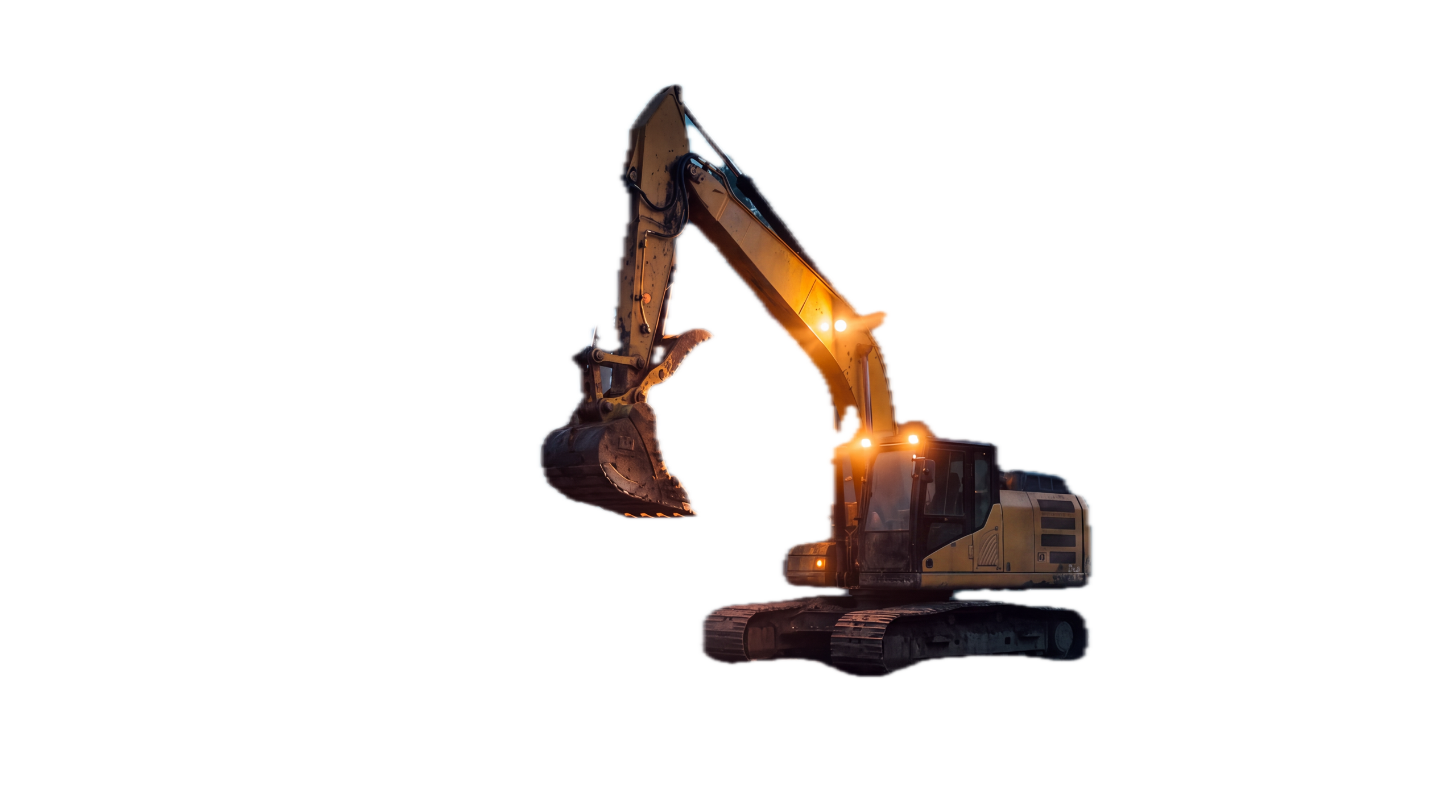 Excavator clearing Florida land at dawn